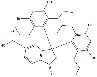 1,1-Bis(3-bromo-5-hydroxy-2,6-dipropylphenyl)-1,3-dihydro-3-oxoisobenzofuran-6-carboxylic acid 구조식 이미지