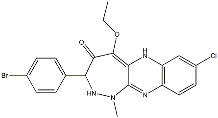 8-(p-Bromophenyl)-2-chloro-10-ethoxy-6-methyl-6,7-dihydro-5,6,7,11-tetraaza-11H-cyclohepta[b]naphthalen-9(8H)-one 구조식 이미지