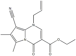 1-Allyl-4-oxo-6-methyl-7-methyl-8-cyano-1,4-dihydropyrrolo[1,2-a]pyrimidine-3-carboxylic acid ethyl ester 구조식 이미지