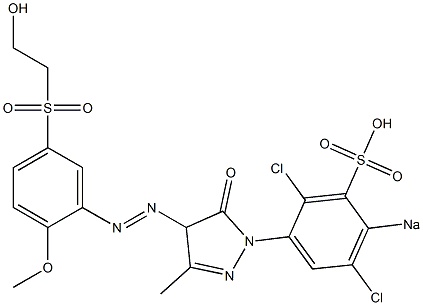 1-(2,5-Dichloro-4-sodiosulfophenyl)-4-[5-(2-hydroxyethylsulfonyl)-2-methoxyphenylazo]-3-methyl-2-pyrazolin-5-one 구조식 이미지