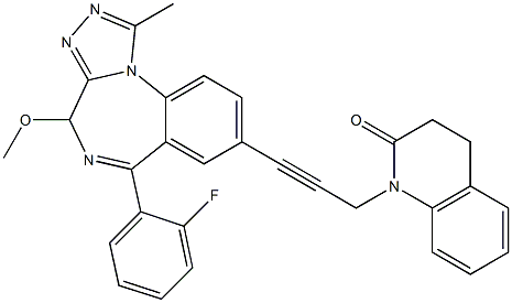 1-Methyl-4-methoxy-6-(2-fluorophenyl)-8-[3-[(1,2,3,4-tetrahydro-2-oxoquinolin)-1-yl]-1-propynyl]-4H-[1,2,4]triazolo[4,3-a][1,4]benzodiazepine Structure