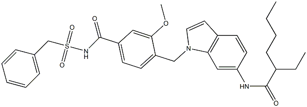 4-[6-(2-Ethylhexanoylamino)-1H-indol-1-ylmethyl]-3-methoxy-N-benzylsulfonylbenzamide Structure