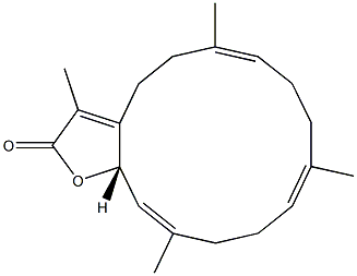 (6E,10E,14E,15aS)-2,4,5,8,9,12,13,15a-Octahydro-3,6,10,14-tetramethylcyclotetradeca[b]furan-2-one Structure