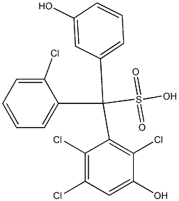 (2-Chlorophenyl)(2,3,6-trichloro-5-hydroxyphenyl)(3-hydroxyphenyl)methanesulfonic acid 구조식 이미지