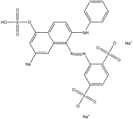 2-(2-Anilino-5-hydroxy-7-sodiosulfo-1-naphtylazo)-1,4-benzenedisulfonic acid disodium salt 구조식 이미지