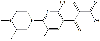 6-Fluoro-1,4-dihydro-4-oxo-7-(3,4-dimethyl-1-piperazinyl)-1,8-naphthyridine-3-carboxylic acid 구조식 이미지