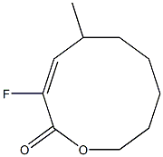 (E)-3-Fluoro-5-methyl-1-oxacyclodeca-3-en-2-one 구조식 이미지