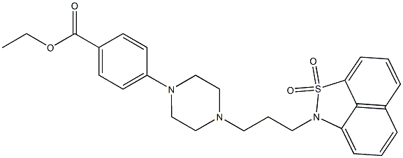 4-[4-[3-[(2H-Naphth[1,8-cd]isothiazole 1,1-dioxide)-2-yl]propyl]-1-piperazinyl]benzoic acid ethyl ester 구조식 이미지