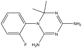 2,4-Diamino-6,6-dimethyl-5,6-dihydro-5-(2-fluorophenyl)-1,3,5-triazine 구조식 이미지