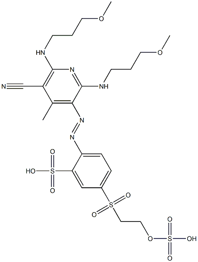 2-[[5-Cyano-2,6-bis[(3-methoxypropyl)amino]-4-methyl-3-pyridinyl]azo]-5-[[2-(sulfooxy)ethyl]sulfonyl]benzenesulfonic acid 구조식 이미지