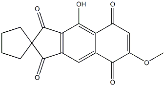 6-Methoxy-9-hydroxyspiro[2H-cyclopenta[b]naphthalene-2,1'-cyclopentane]-1,3,5,8-tetrone Structure