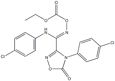 N,4-Bis(4-chlorophenyl)-4,5-dihydro-5-oxo-1,2,4-oxadiazole-3-carboxamide O-(ethoxycarbonyl)oxime 구조식 이미지