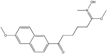 6-Oxo-N,O1-dimethyl-6-[6-methoxy-2-naphtyl]hexanehydroxamic acid 구조식 이미지