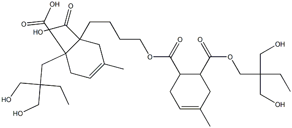 4-Methyl-4-cyclohexene-1,2-dicarboxylic acid 1-[2,2-bis(hydroxymethyl)butyl]2-[4-[2-[2,2-bis(hydroxymethyl)butoxycarbonyl]-4-methyl-4-cyclohexen-1-ylcarbonyloxy]butyl] ester Structure