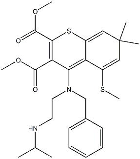 7,7-Dimethyl-5-(methylthio)-4-[benzyl[2-(isopropylamino)ethyl]amino]-7H-1-benzothiopyran-2,3-dicarboxylic acid dimethyl ester Structure