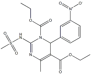 3,4-Dihydro-2-methylsulfonylamino-4-(3-nitrophenyl)-6-methylpyrimidine-3,5-dicarboxylic acid diethyl ester Structure