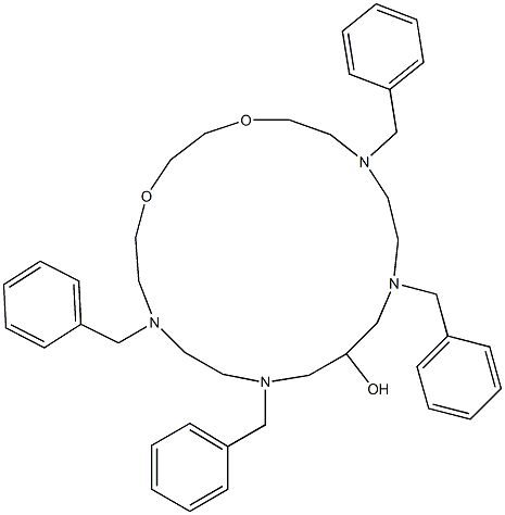 1,4,13,16-Tetrabenzyl-7,10-dioxa-1,4,13,16-tetraazacyclononadecan-18-ol 구조식 이미지