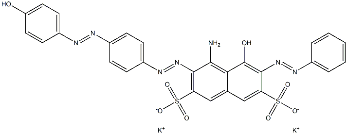 4-Amino-5-hydroxy-3-[p-(p-hydroxyphenylazo)phenylazo]-6-(phenylazo)-2,7-naphthalenedisulfonic acid dipotassium salt 구조식 이미지