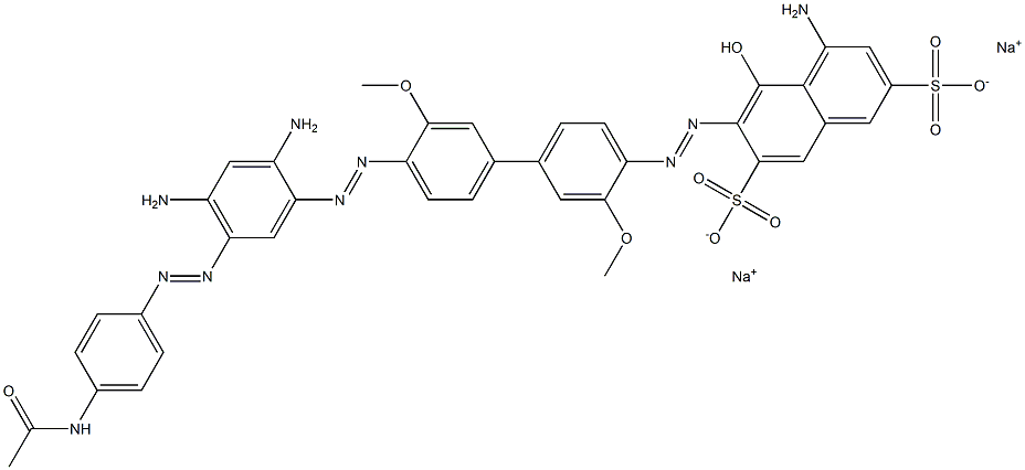 4-Amino-6-[[4'-[[2,4-diamino-5-[[4-(acetylamino)phenyl]azo]phenyl]azo]-3,3'-dimethoxy-1,1'-biphenyl-4-yl]azo]-5-hydroxy-2,7-naphthalenedisulfonic acid disodium salt Structure