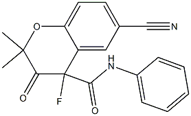 6-Cyano-4-fluoro-3,4-dihydro-2,2-dimethyl-3-oxo-N-phenyl-2H-1-benzopyran-4-carboxamide 구조식 이미지