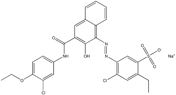 4-Chloro-2-ethyl-5-[[3-[[(3-chloro-4-ethoxyphenyl)amino]carbonyl]-2-hydroxy-1-naphtyl]azo]benzenesulfonic acid sodium salt 구조식 이미지