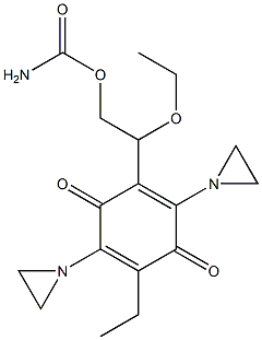 2-Ethyl-5-[1-ethoxy-2-(carbamoyloxy)ethyl]-3,6-di(1-aziridinyl)-p-benzoquinone 구조식 이미지