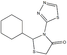 2-Cyclohexyl-3-(1,3,4-thiadiazol-2-yl)thiazolidin-4-one 구조식 이미지
