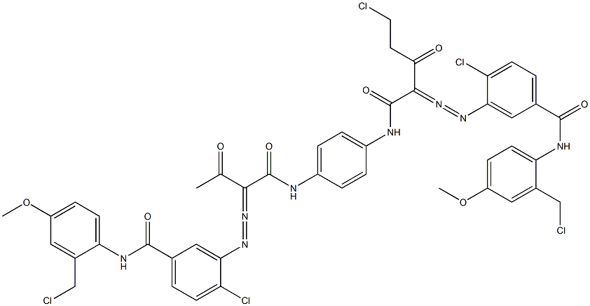 3,3'-[2-(Chloromethyl)-1,4-phenylenebis[iminocarbonyl(acetylmethylene)azo]]bis[N-[2-(chloromethyl)-4-methoxyphenyl]-4-chlorobenzamide] Structure