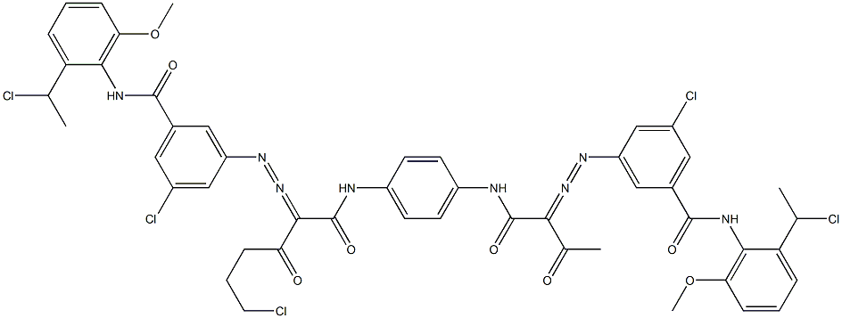 3,3'-[2-(2-Chloroethyl)-1,4-phenylenebis[iminocarbonyl(acetylmethylene)azo]]bis[N-[2-(1-chloroethyl)-6-methoxyphenyl]-5-chlorobenzamide] 구조식 이미지