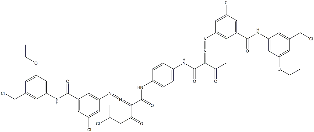 3,3'-[2-(1-Chloroethyl)-1,4-phenylenebis[iminocarbonyl(acetylmethylene)azo]]bis[N-[3-(chloromethyl)-5-ethoxyphenyl]-5-chlorobenzamide] Structure