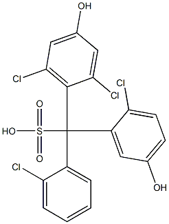 (2-Chlorophenyl)(2-chloro-5-hydroxyphenyl)(2,6-dichloro-4-hydroxyphenyl)methanesulfonic acid 구조식 이미지