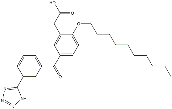 2-(Decyloxy)-5-[3-(1H-tetrazol-5-yl)benzoyl]benzeneacetic acid 구조식 이미지