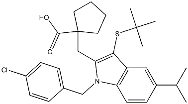 1-[[1-(4-Chlorobenzyl)-3-(tert-butylthio)-5-isopropyl-1H-indol-2-yl]methyl]cyclopentanecarboxylic acid Structure