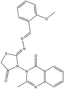 2-Methoxybenzaldehyde [3-[(3,4-dihydro-2-methyl-4-oxoquinazolin)-3-yl]-4-oxothiazolidin-2-ylidene]hydrazone 구조식 이미지