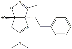 (3aR,6aS)-6,6a-Dihydro-3-methyl-3a-(2-phenylethyl)-5-(dimethylamino)-3aH-1-oxa-2,4-diazapentalen-6a-ol Structure