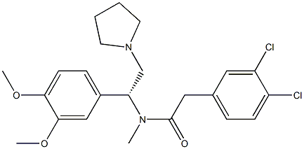 3,4-Dichloro-N-[(R)-1-(3,4-dimethoxyphenyl)-2-(1-pyrrolidinyl)ethyl]-N-methylbenzeneacetamide 구조식 이미지