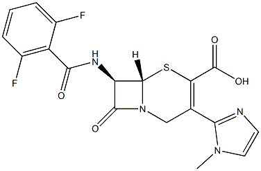 (7R)-7-[(2,6-Difluorobenzoyl)amino]-3-(1-methyl-1H-imidazol-2-yl)cepham-3-ene-4-carboxylic acid 구조식 이미지