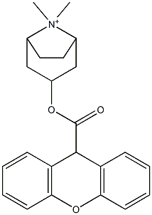 8,8-Dimethyl-3-[(9H-xanthen-9-ylcarbonyl)oxy]-8-azoniabicyclo[3.2.1]octane Structure