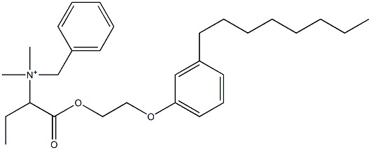 N,N-Dimethyl-N-benzyl-N-[1-[[2-(3-octylphenyloxy)ethyl]oxycarbonyl]propyl]aminium 구조식 이미지