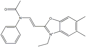 2-[2-(Acetylphenylamino)ethenyl]-3-ethyl-5,6-dimethylbenzoxazol-3-ium Structure