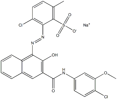 3-Chloro-6-methyl-2-[[3-[[(4-chloro-3-methoxyphenyl)amino]carbonyl]-2-hydroxy-1-naphtyl]azo]benzenesulfonic acid sodium salt 구조식 이미지