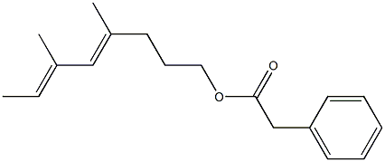 Phenylacetic acid 4,6-dimethyl-4,6-octadienyl ester Structure
