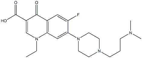 1,4-Dihydro-1-ethyl-6-fluoro-7-[4-[3-(dimethylamino)propyl]piperazin-1-yl]-4-oxoquinoline-3-carboxylic acid Structure