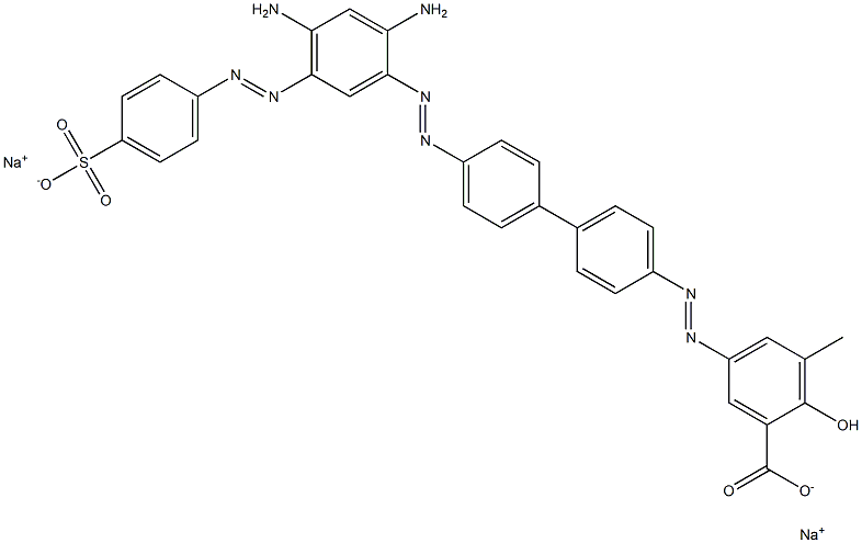 5-[[4'-[[2,4-Diamino-5-[(4-sulfophenyl)azo]phenyl]azo]-1,1'-biphenyl-4-yl]azo]-2-hydroxy-3-methylbenzoic acid disodium salt Structure