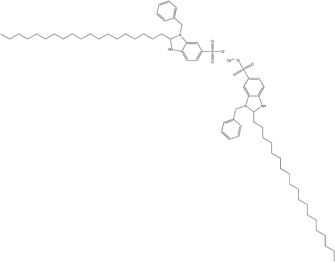 Bis(1-benzyl-2,3-dihydro-2-nonadecyl-1H-benzimidazole-6-sulfonic acid)calcium salt Structure
