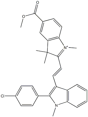 2-[2-[2-(4-Chlorophenyl)-1-methyl-1H-indol-3-yl]ethenyl]-5-(methoxycarbonyl)-1,3,3-trimethyl-3H-indolium Structure