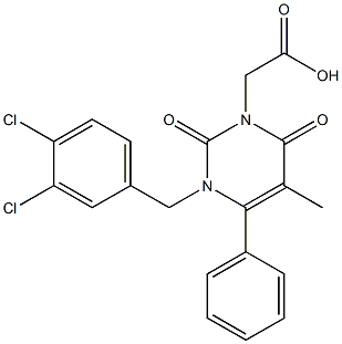 1-(3,4-Dichlorobenzyl)-1,2,3,4-tetrahydro-5-methyl-2,4-dioxo-6-phenylpyrimidine-3-acetic acid 구조식 이미지