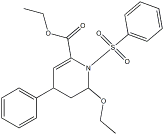 1,2,3,4-Tetrahydro-4-phenyl-2-ethoxy-1-(phenylsulfonyl)pyridine-6-carboxylic acid ethyl ester 구조식 이미지
