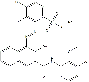 4-Chloro-3-methyl-2-[[3-[[(3-chloro-2-methoxyphenyl)amino]carbonyl]-2-hydroxy-1-naphtyl]azo]benzenesulfonic acid sodium salt Structure