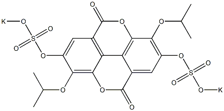 2,7-Bis(potassiooxysulfonyloxy)-3,8-diisopropoxy[1]benzopyrano[5,4,3-cde][1]benzopyran-5,10-dione 구조식 이미지